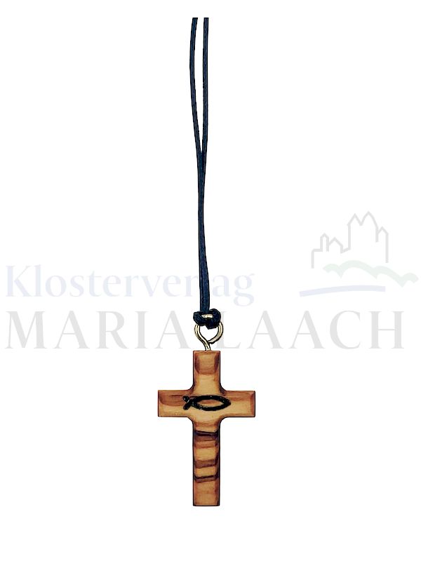 Foto: VE 5, Kreuz mit Fisch, mit blauer Schnur, 2 x 3 cm