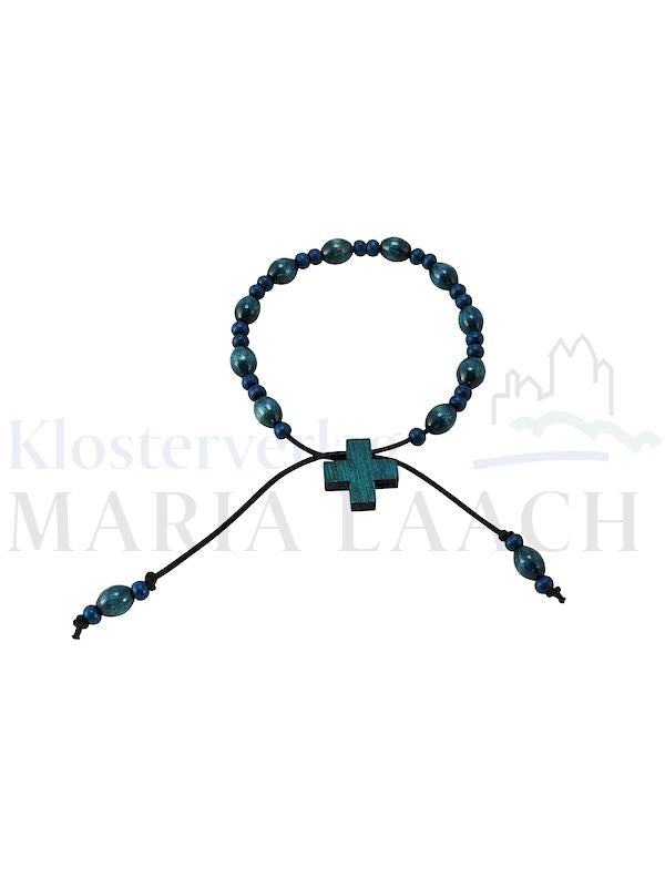 Foto: VE 5 Armband mit Kreuz blau, Holz, Ø 6 cm