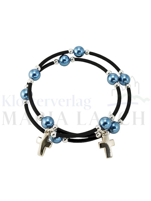Foto: VE 5 Armreif blau/schwarz mit Kreuzen, Kunststoff, Ø 6 cm