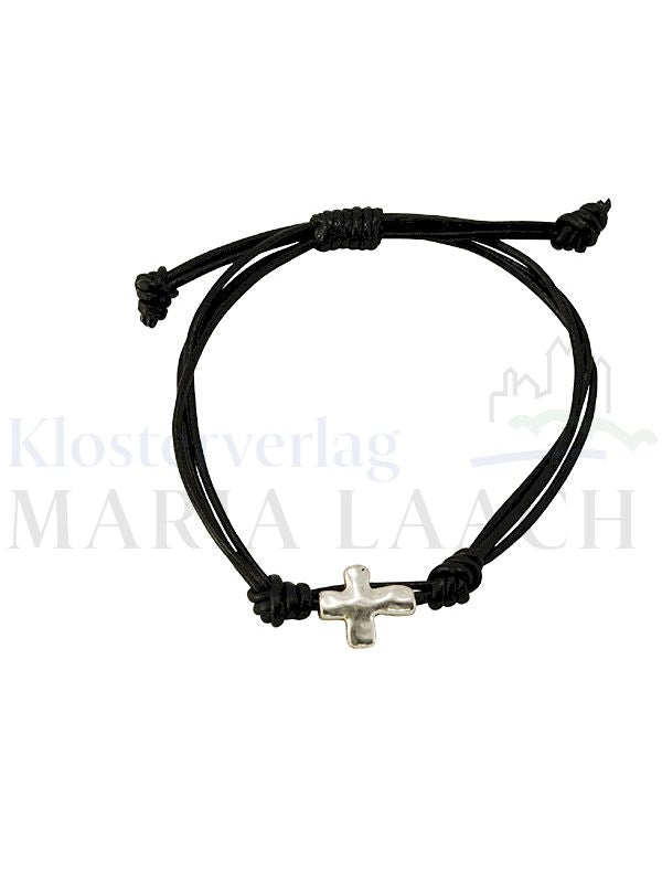 Foto: VE 5 Armband mit Kreuz, schwarzes Lederband, Ø 6 cm