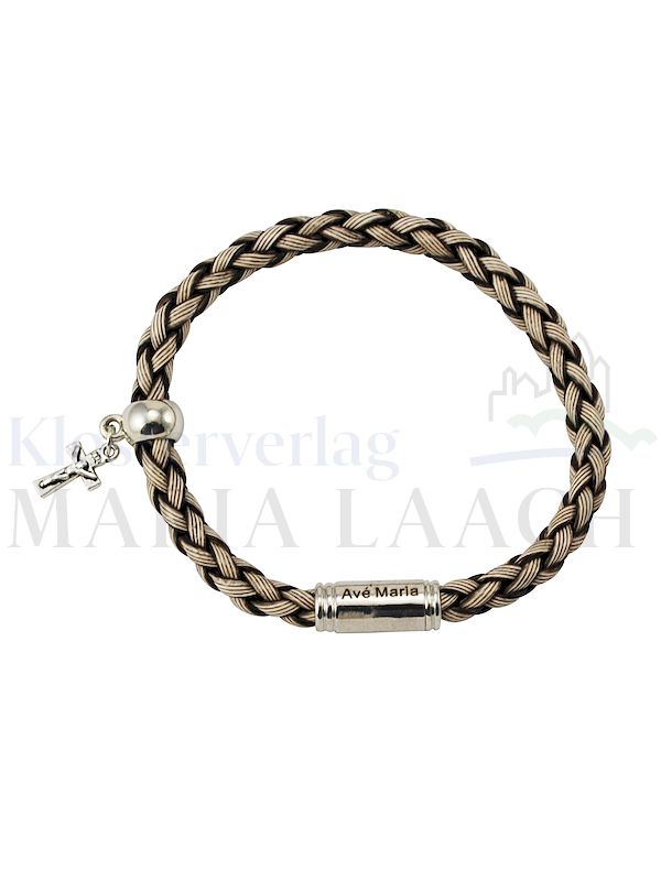 Foto: VE 5 Armband braun mit kleinem Kreuz, Kunststoff, Ø 7,5 cm