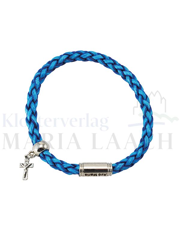 Foto: VE 5 Armband blau mit kleinem Kreuz, Kunststoff, Ø 7,5 cm