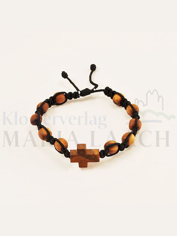 Foto: VE 5 Rosenkranzarmband, geknüpft Olivenholz, schwarz, Ø 6,5 cm