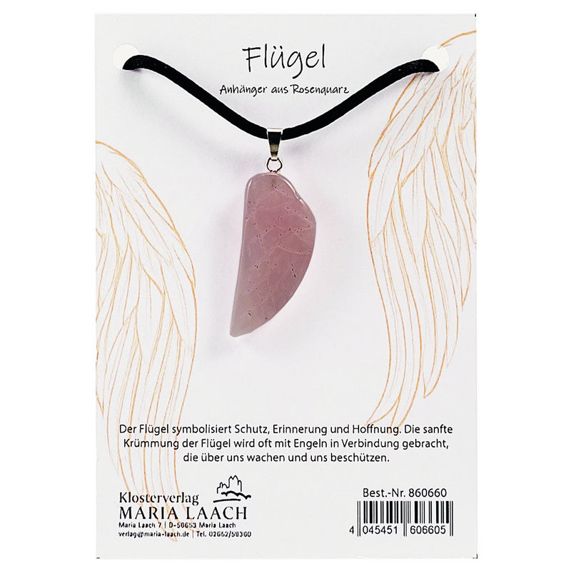 Halsanhänger Flügel aus Rosenquarz