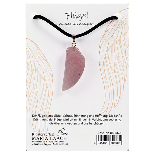 Halsanhänger Flügel aus Rosenquarz