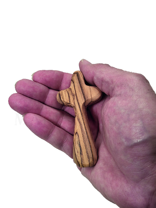 Stehkreuz mit Magnez auf Sockel aus Olivenholz