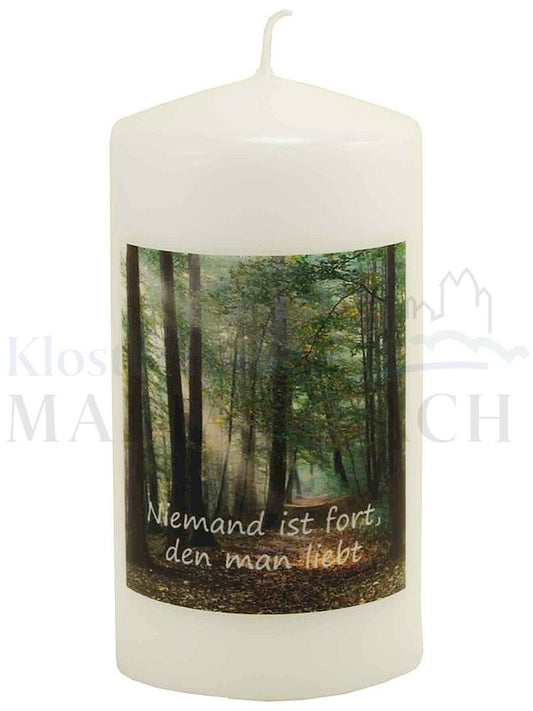 Foto: Kerze Niemand ist fort den man liebt, 150/80 mm