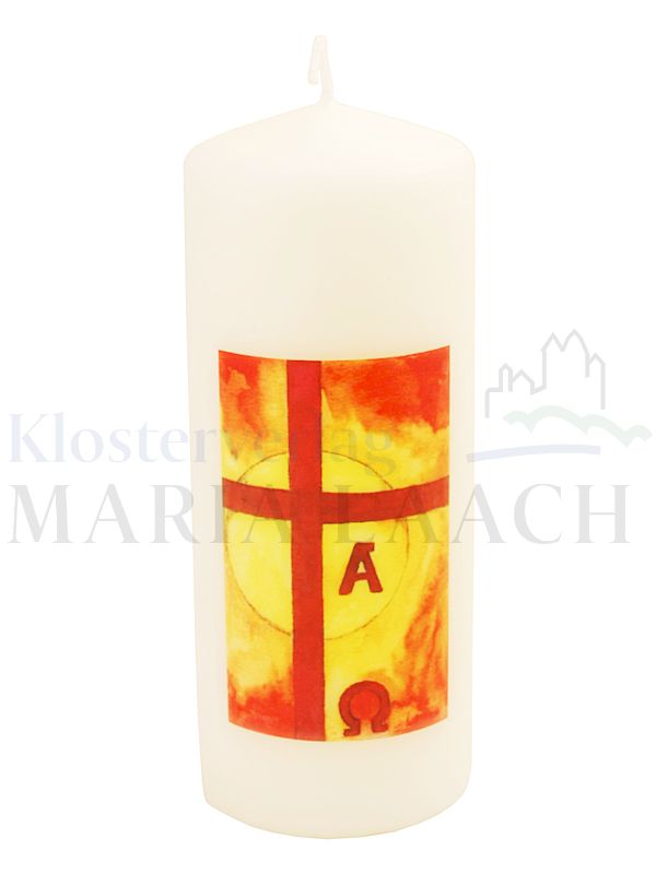 Foto: Osterkerze Kreuz orange/rot, 150/60 mm