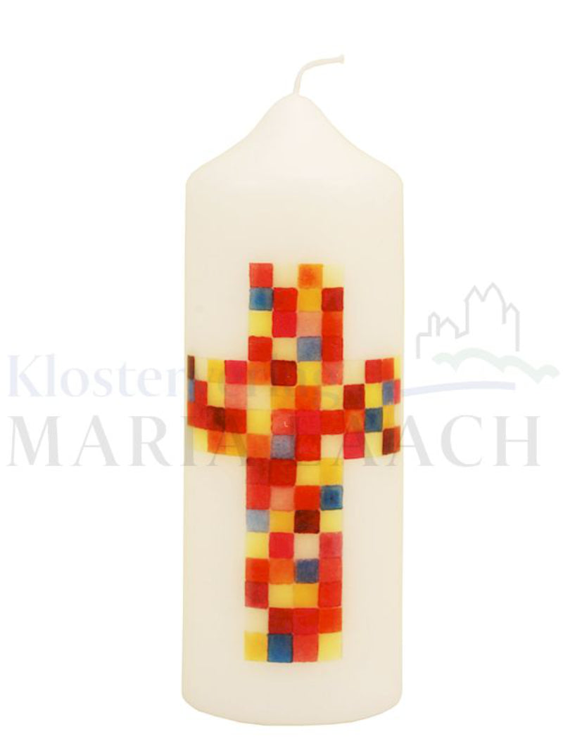 Osterkerze Kreuz bunt, 165/60 mm