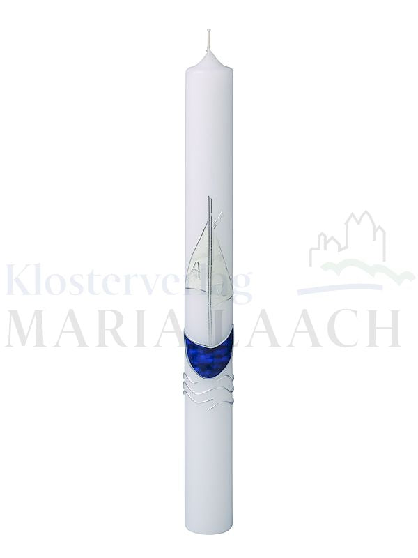 Foto: Kerze Schiff, blau-silber, 400/40 mm