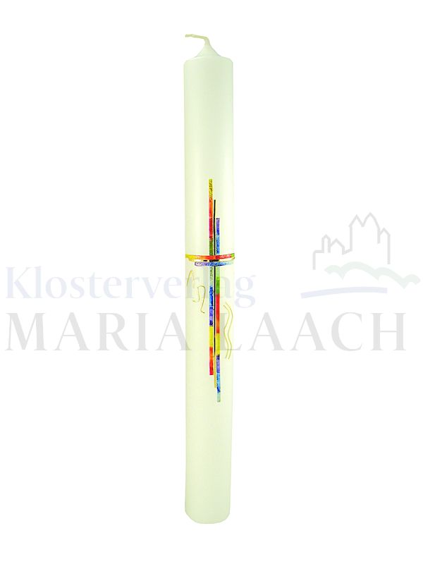 Foto: Kerze Kreuz Gold-Regenbogen, 400/40 mm