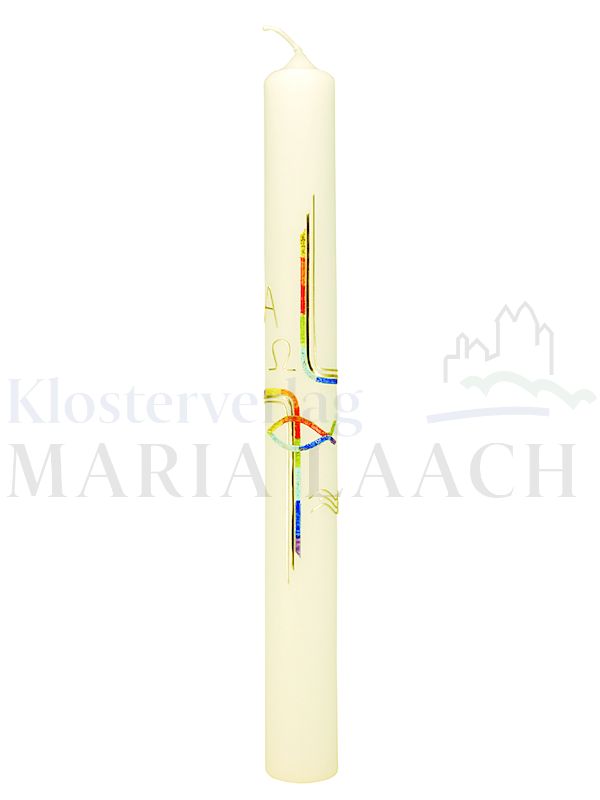 Foto: Kerze Offenes Kreuz, regenbogenfarben, 400/40 mm
