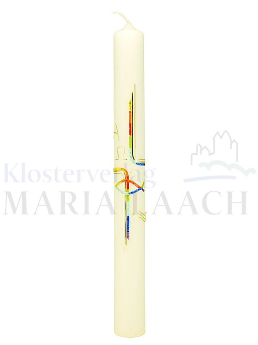 Foto: Kerze Offenes Kreuz, regenbogenfarben, 400/40 mm