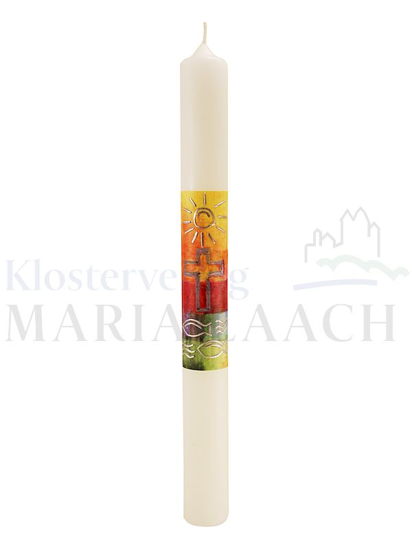 Foto: Sonne, Kreuz, Fische, mit Wachsauflage, 400/40 mm