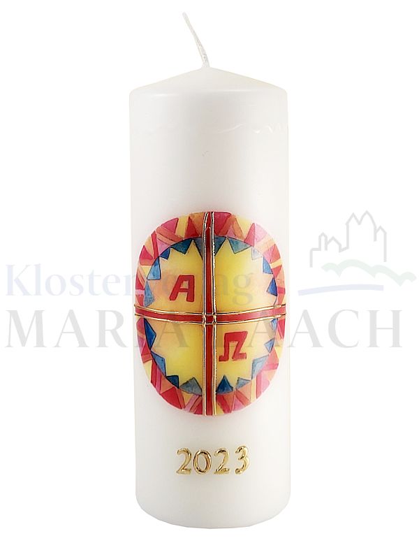 Foto: Osterkerze Kreis, mit Wachsauflage, 200/70 mm