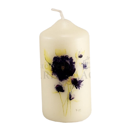 Kerze in Tüte "Mohnblumen, violett"