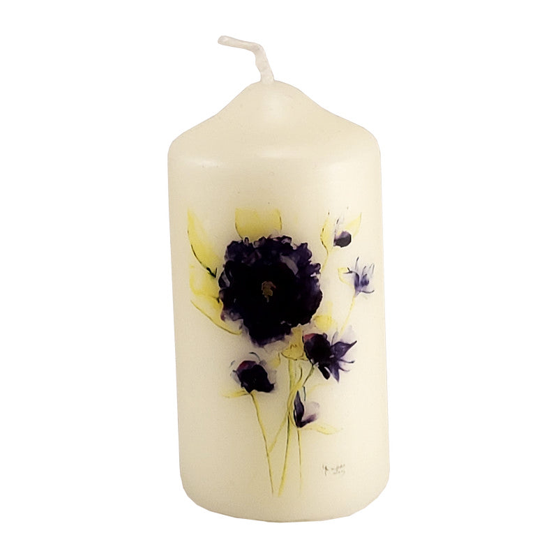 Foto: Kerze Mohnblumen Violett, 100/50 mm