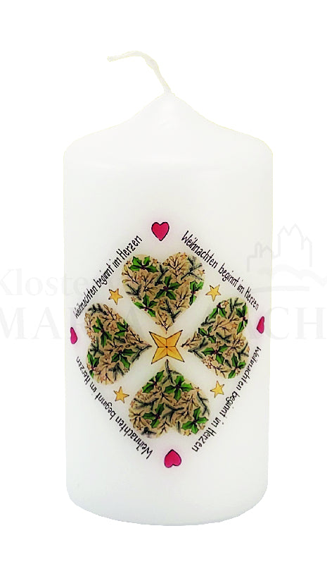 Weihnachten beginnt im Herzen Mandala-Kerze