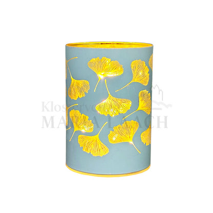 LED Glas-Windlicht Ginko weiß
