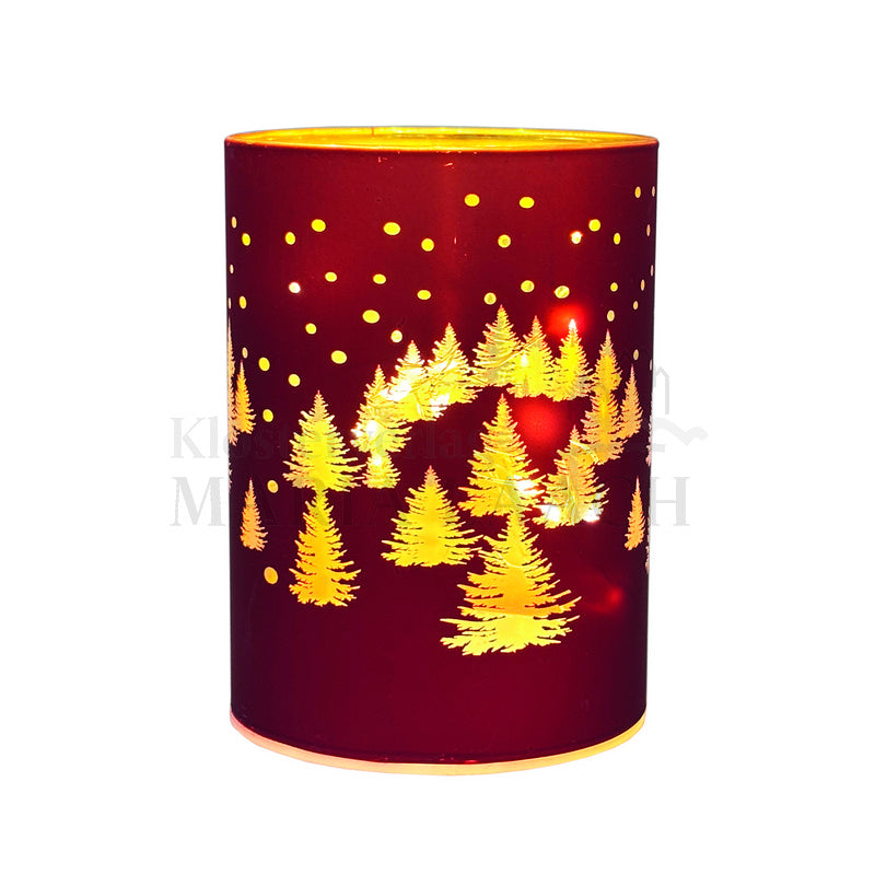 LED Glas-Windlicht Tannebaum, Sterne rot
