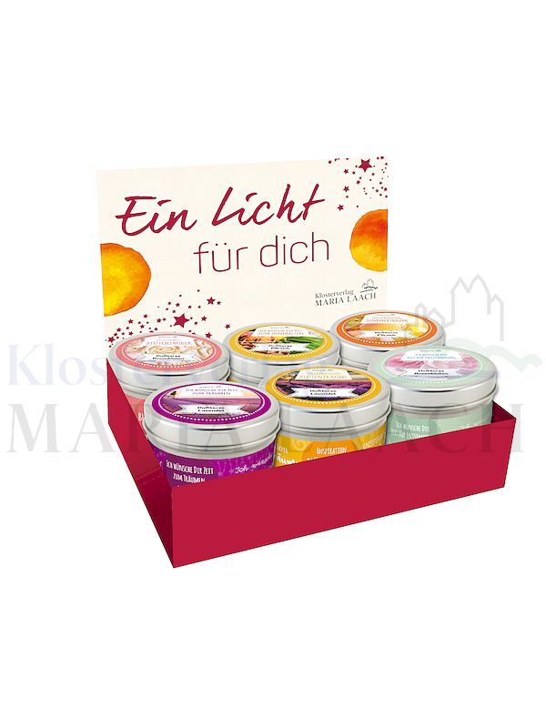 Foto: Display mit 24 Kerzen in Dose Frühjahr