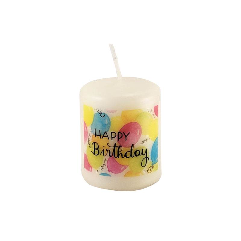 Minikerze "Happy Birthday" mit Luftballonmotiv
