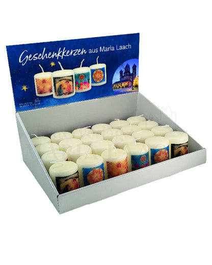 Verkaufsdisplay Minikerzen Weihnachten 28 Kerzen (7 x 4 ) Motive von Bernadette Höcker