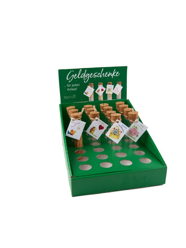 Foto: Verkaufsdisplay mit 4 x 6 Gläschen für Geldgeschenke