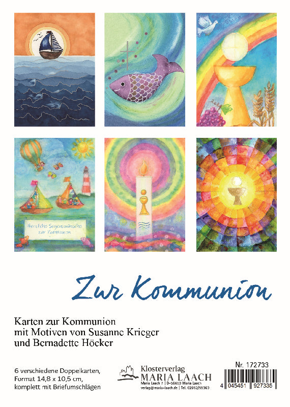 Foto: Kartenset Zur Kommunion, 6 Motive, 14,8 x 10,5 cm, in Cellopahnhülle