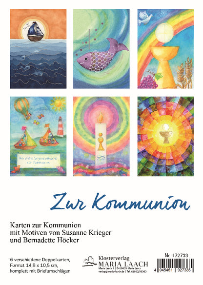 Foto: Kartenset Zur Kommunion, 6 Motive, 14,8 x 10,5 cm, in Cellopahnhülle