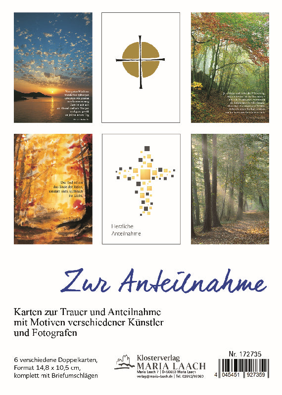 Foto: Kartenset Zur Anteilnahme, 6 Motive, 14,8 x 10,5 cm, in Cellopahnhülle