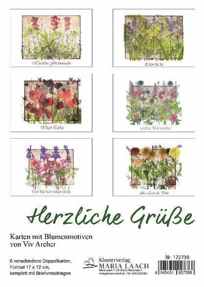 Foto: Kartenset Glückwunschkarten, 6 Motive, 17 x 12 cm, in Cellopahnhülle