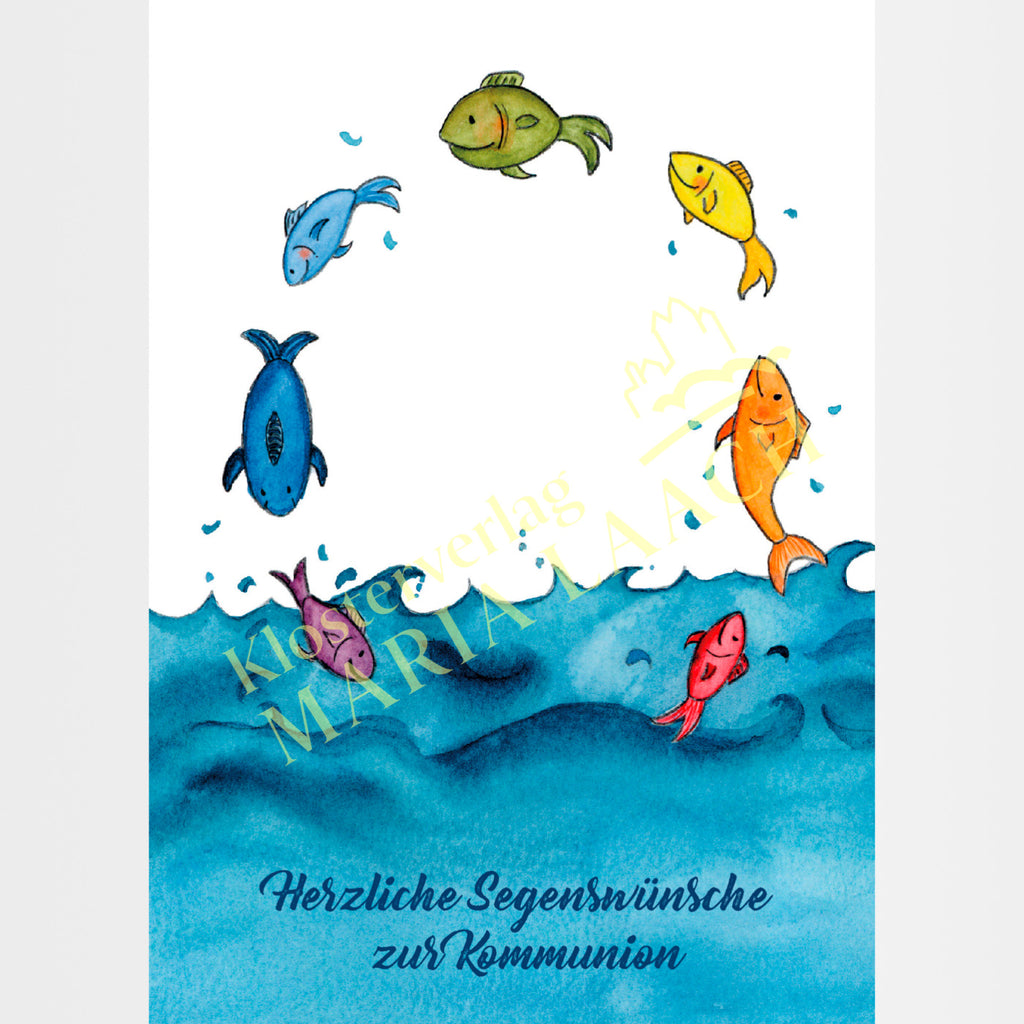 Glückwunschkarte zur Kommunion „Regenbogenfische"