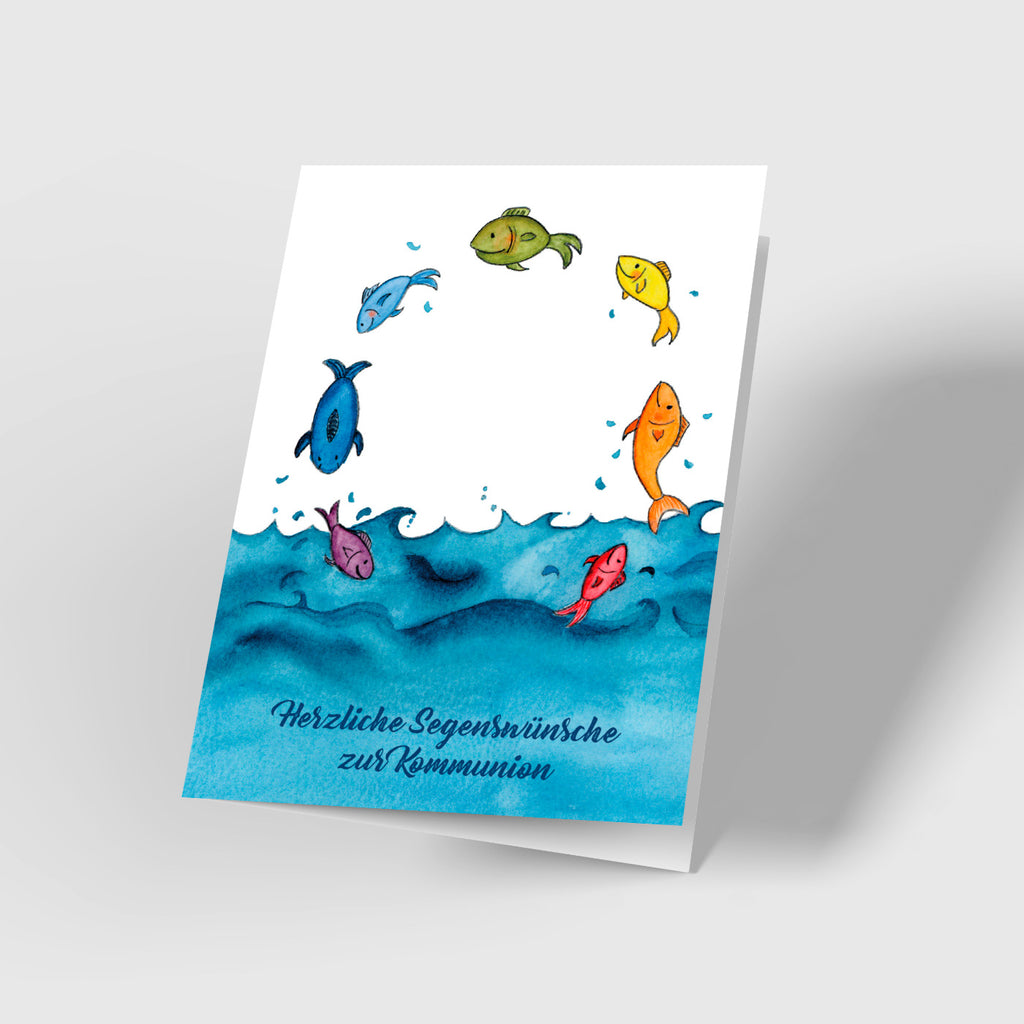 Glückwunschkarte zur Kommunion „Regenbogenfische"