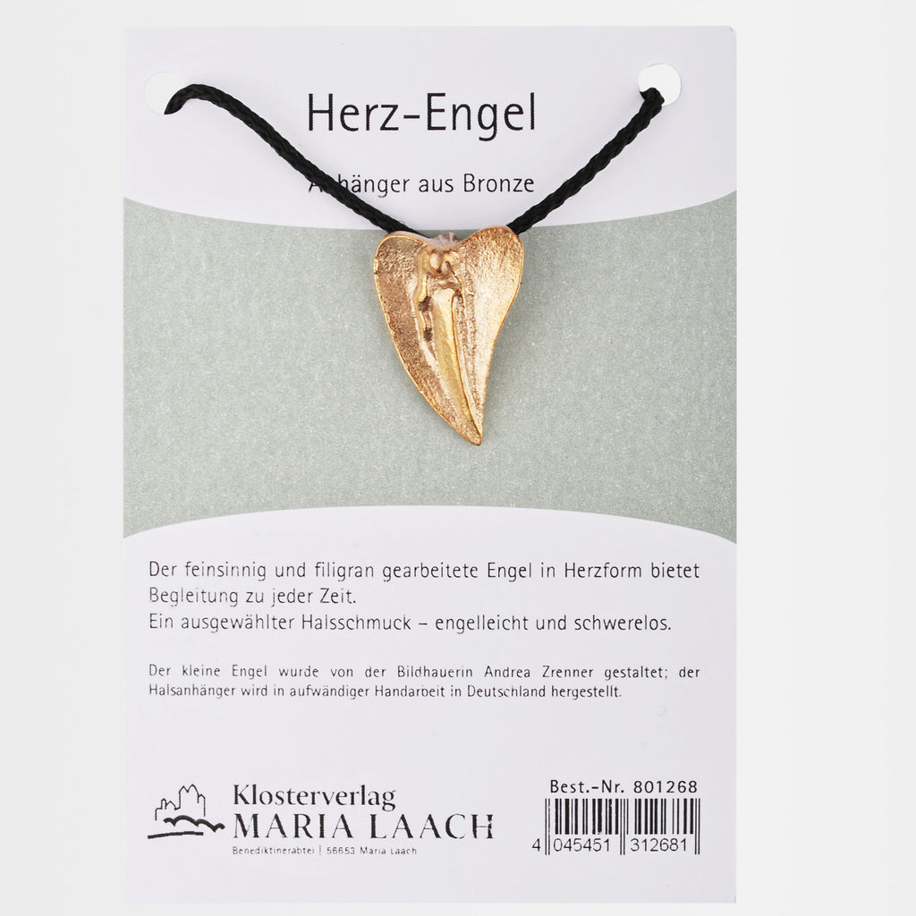 Bronze-Halsanhänger „Herz-Engel"
