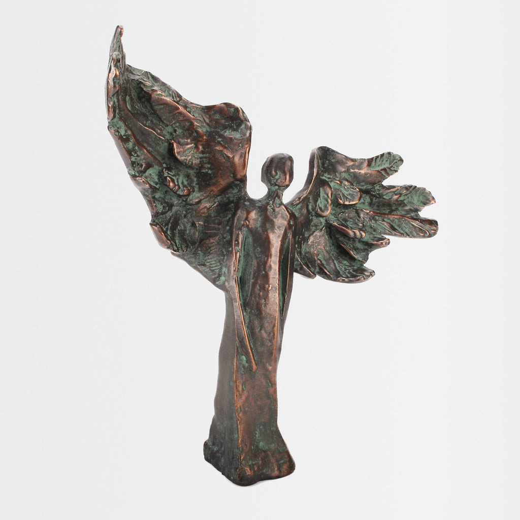 Bronze-Figur „Engel des Vertrauens" mit Edelpatina