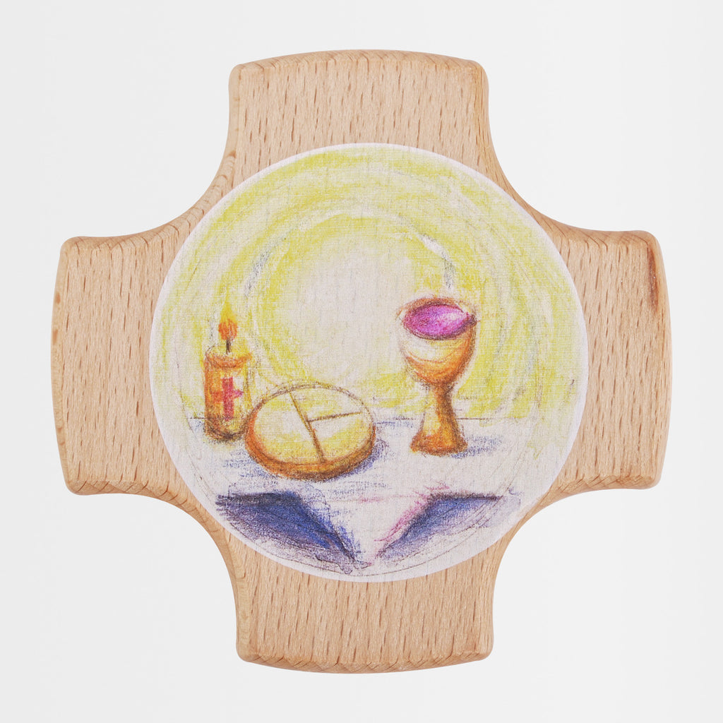 Holz-Kreuz Brot und Wein