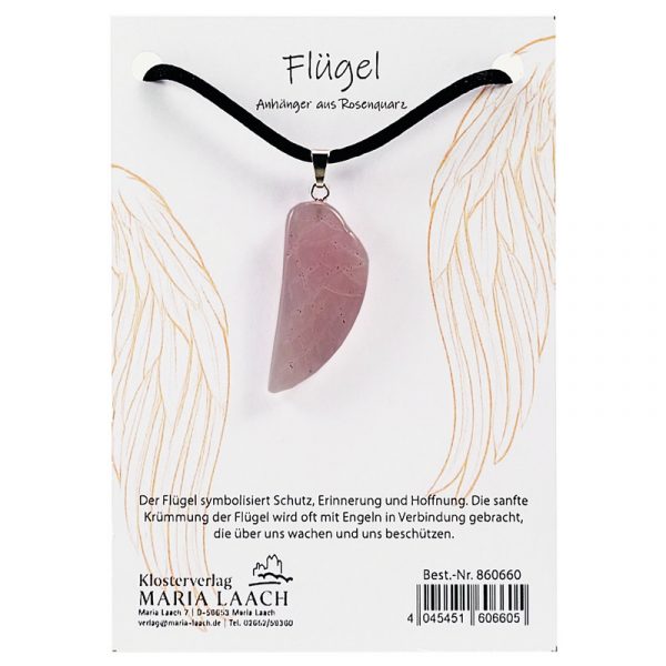 Halsanhänger Flügel aus Rosenquarz