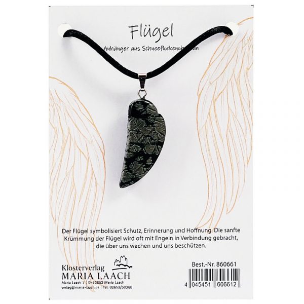 Halsanhänger Flügel aus Schneeflockenobsidian