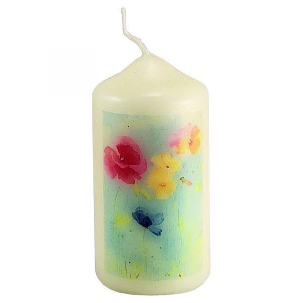 Kerze in Tüte "Mohnblumen, bunt" – Bild 2