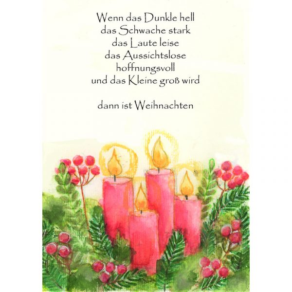 Weihnachtskarte ' Adventsgesteck, Wenn das Dunkle'