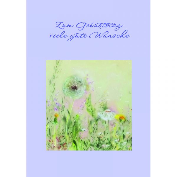 Doppelkarte in Naturpapier zum Geburtstag "Pusteblumen/ Zum Geburtstag viele gute Wünsche